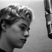 Carole at the mic.  RCA Studios NYC 1959. Photos Courtesy of Sony Music Entertainment Archive